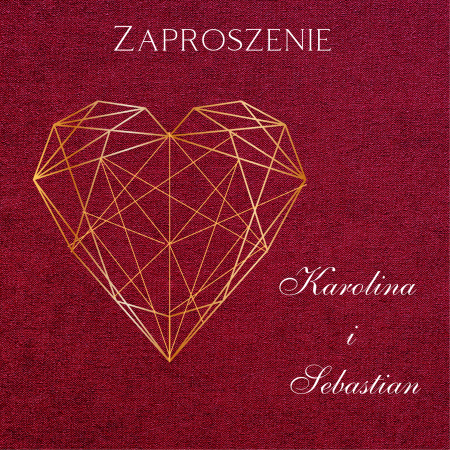 Zaproszenie ślubne bordowe tło i serce